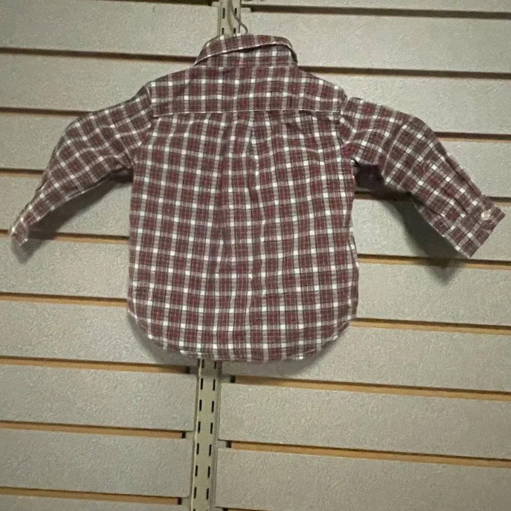Ralph Lauren Kids Red‎ Plaid Button Down Shirt Natural Stretch Logo 9M